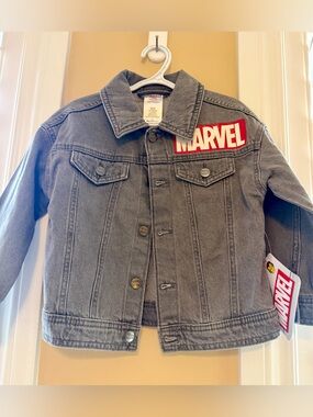 NWT Marvel Screened Print Back Denim Jacket Size 4T